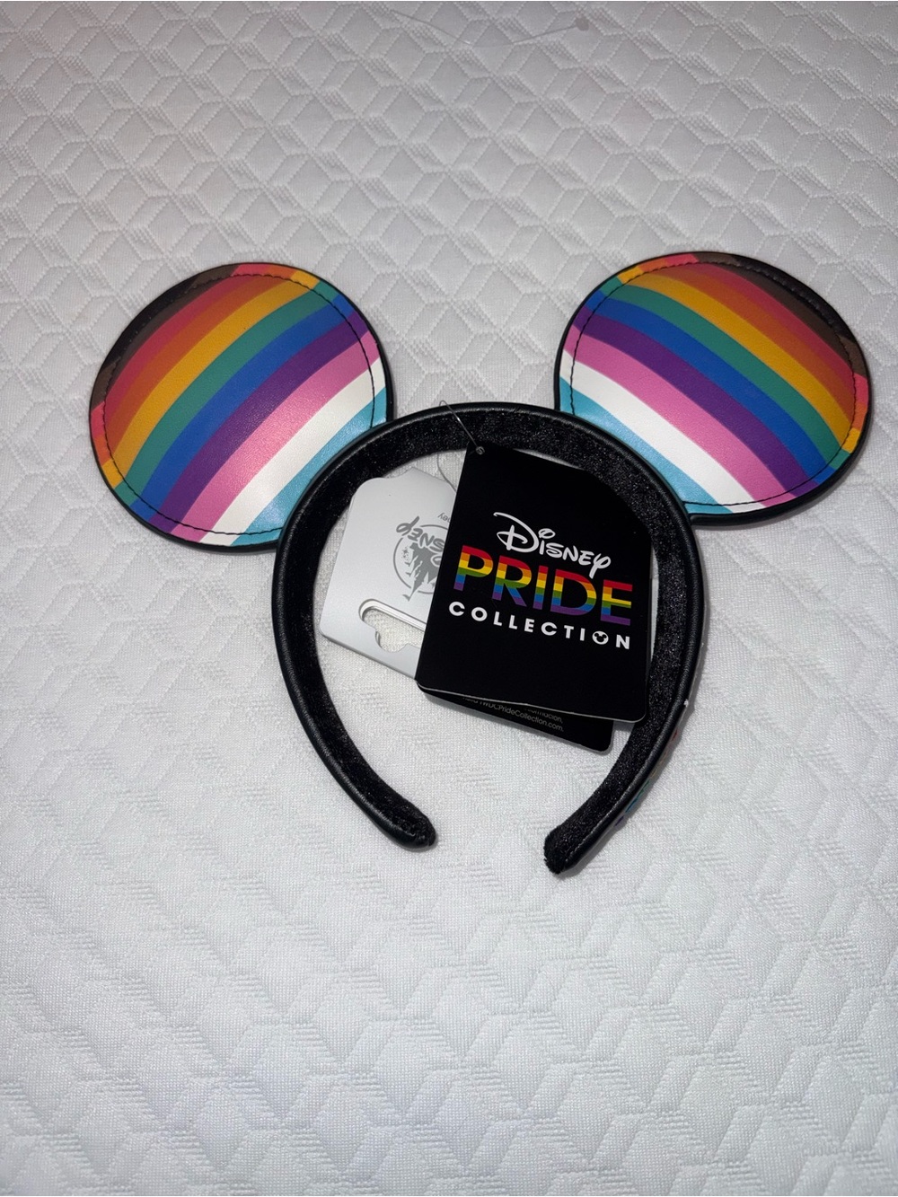 Disney Rainbow Stripe Mickey Ear Headband with Black Band
